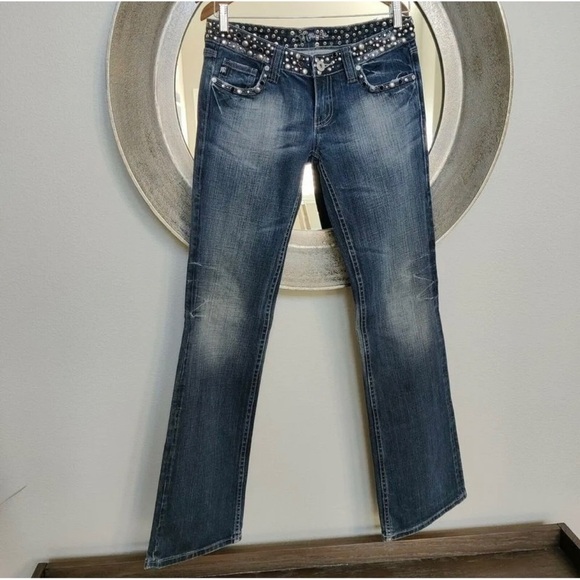 Miss Me Sz 28 Studded Boot Cut Denim Blue Jeans Womens RARE - Picture 3 of 15